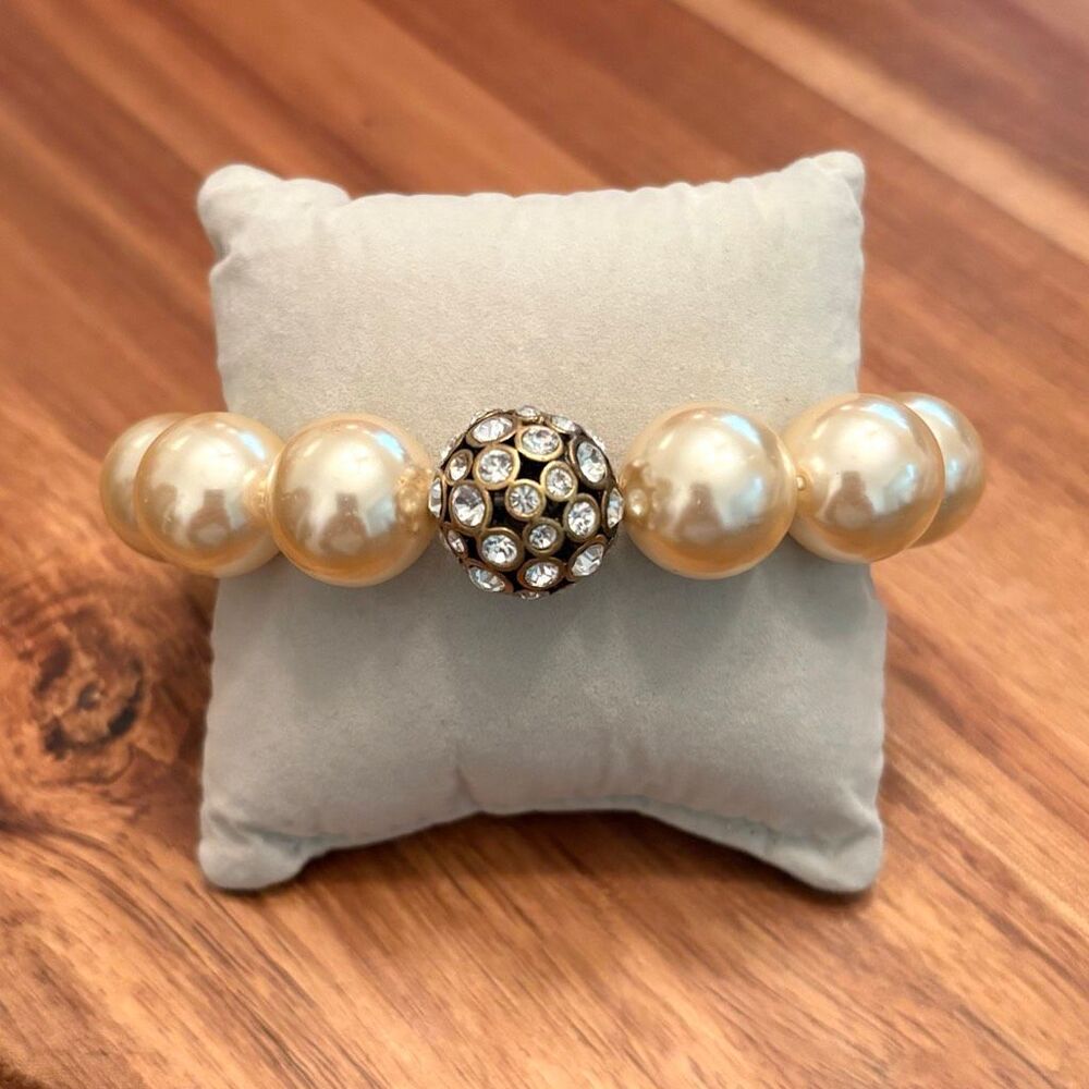 J.Crew | Chunky Faux Pearl and Pave Bracelet | Stretch